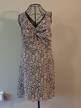 Mexx Tan Sleeveless Dress with Knot Front